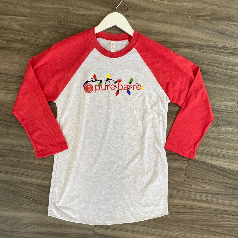 Pure Barre Christmas Lights Baseball Tee
